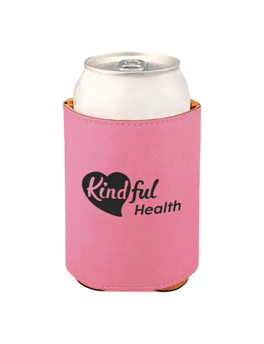 Pink Leatherette Beverage Holder w/Kindful Health Logo
