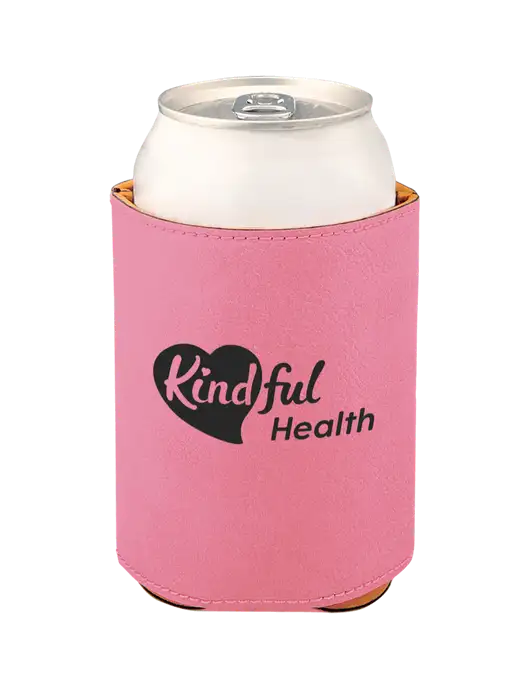 Pink Leatherette Beverage Holder w/Kindful Health Logo