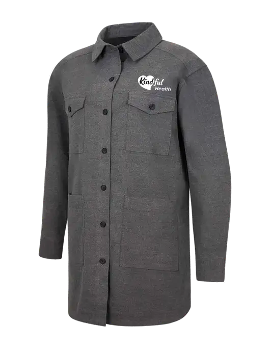 Mercer+Mettle Womens Medium Grey Heather Long Sleeve Twill Overshirt w/Kindful Health Logo