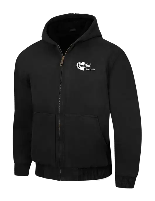 CornerStone Black Washed Duck Cloth Insulated Hooded Work Jacket w/Kindful Health Logo
