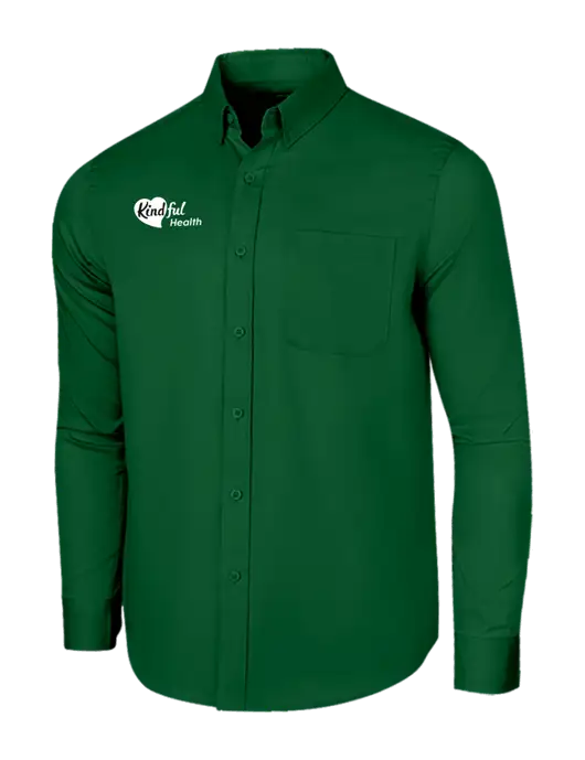 Long Sleeve Dark Green Superpro React Twill Shirt w/Kindful Health Logo