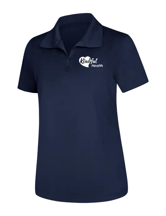 Womens Navy Micropique Sport-Wick Polo w/Kindful Health Logo