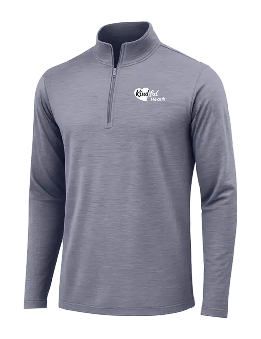 True Navy Heather Posicharge Tri-Blend Wicking 1/4 Zip Pullover w/Kindful Health Logo