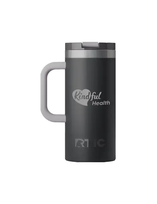 RTIC Road Trip 16 oz Charcoal Travel Mug w/Kindful Health Logo