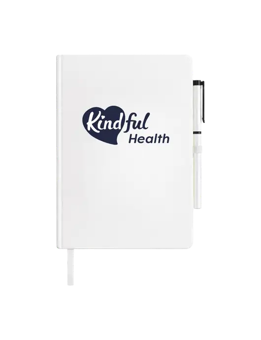 Soft Touch White Journal and Gel Pen Combo w/Kindful Health Logo
