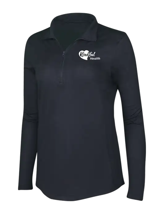 Black Triad Solid Womens Posicharge Tri-Blend Wicking 1/4 Zip Pullover w/Kindful Health Logo