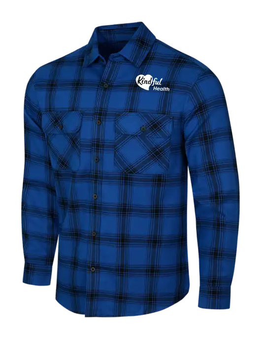 Royal/Black Open Plaid Flannel Shirt w/Kindful Health Logo