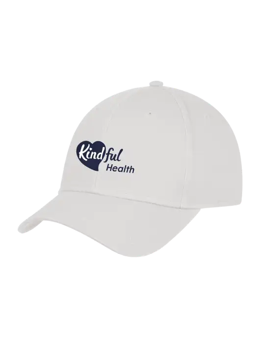 White Structured Cap Hook & Loop w/Kindful Health Logo