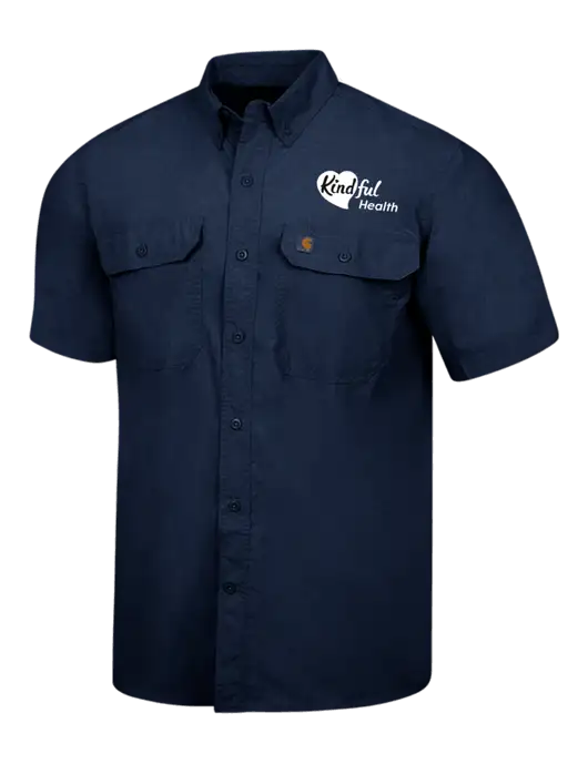 Carhartt Force Navy Solid Short Sleeve Shirt w/Kindful Health Logo
