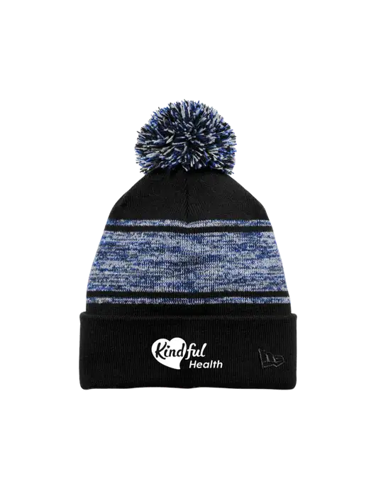 New Era Black/Royal Knit Chilled Pom Beanie w/Kindful Health Logo