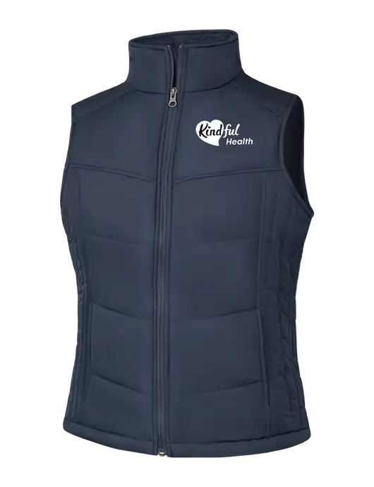  Womens Dark Slate/Black Puffy Vest w/Kindful Health Logo