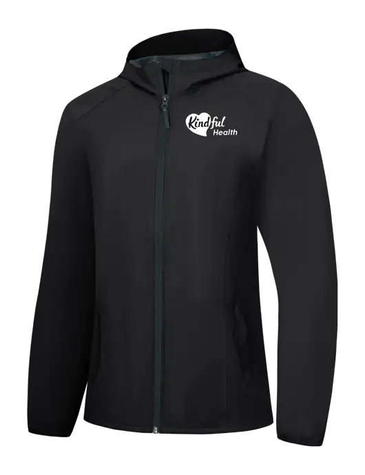 Womens Black Essential Rain Jacket w/Kindful Health Logo