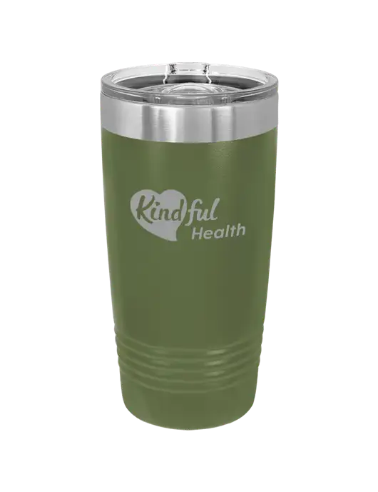 Polar Camel 20 oz Powder Coated Military Green Vacuum Insulated Tumbler w/Kindful Health Logo