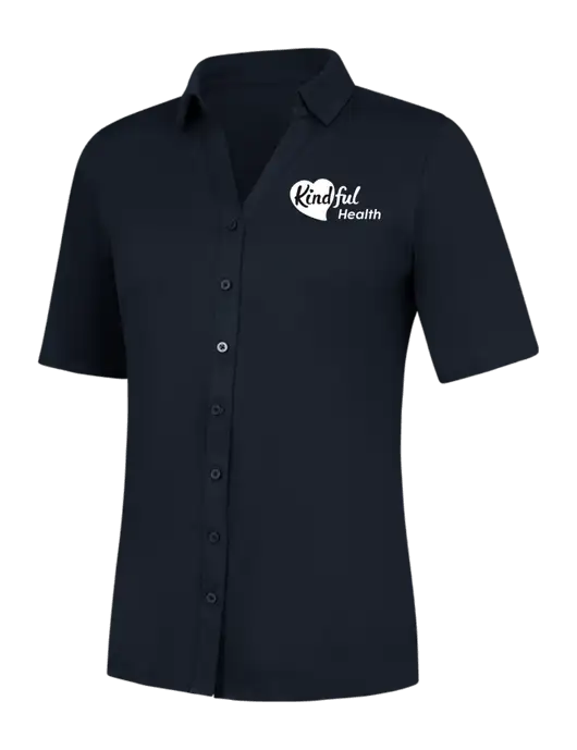 Womens Navy City Stretch Top w/Kindful Health Logo