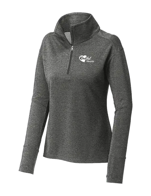 Womens Sport-Wick Flex Fleece Dark Grey Heather 1/4-Zip w/Kindful Health Logo