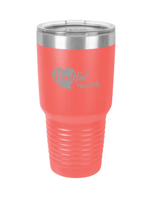 Polar Camel 30 oz Powder Coated Coral Vacuum Insulated Tumbler  w/Kindful Health Logo