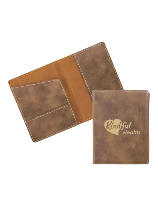 Rustic Leatherette Passport Holder w/Kindful Health Logo