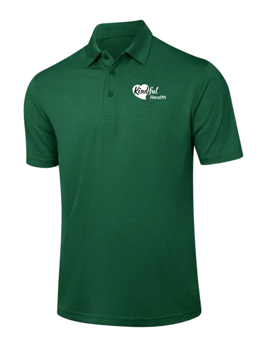 Dark Green Heather Contender Polo w/Kindful Health Logo