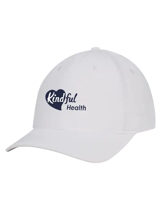White Nylon Twill Performance Cap w/Kindful Health Logo