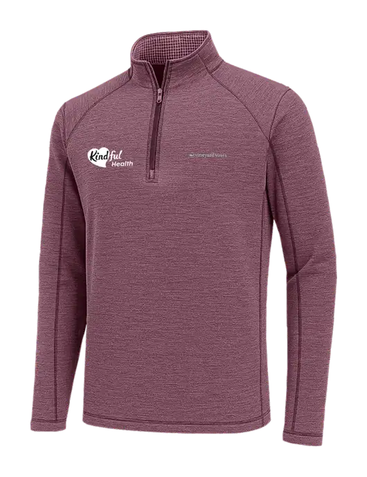 Vineyard Vines Heather Soft Maroon Sankaty Quarter-Zip Pullover
 w/Kindful Health Logo