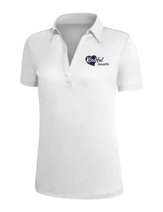 White Silk Touch Womens Performance Polo w/Kindful Health Logo