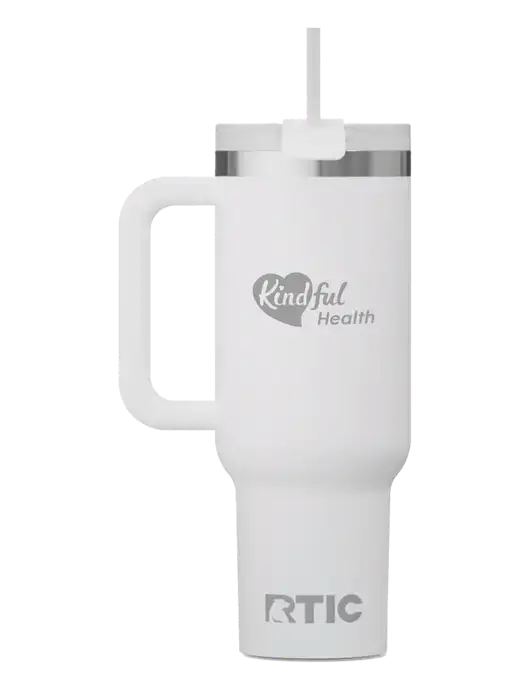 RTIC Road Trip 40 oz White Tumbler  w/Kindful Health Logo