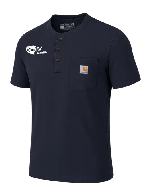 Carhartt Navy Short Sleeve Henley Shirt w/Kindful Health Logo