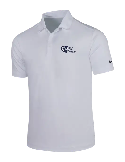 NIKE White Dri-Fit Vertical Mesh Polo w/Kindful Health Logo