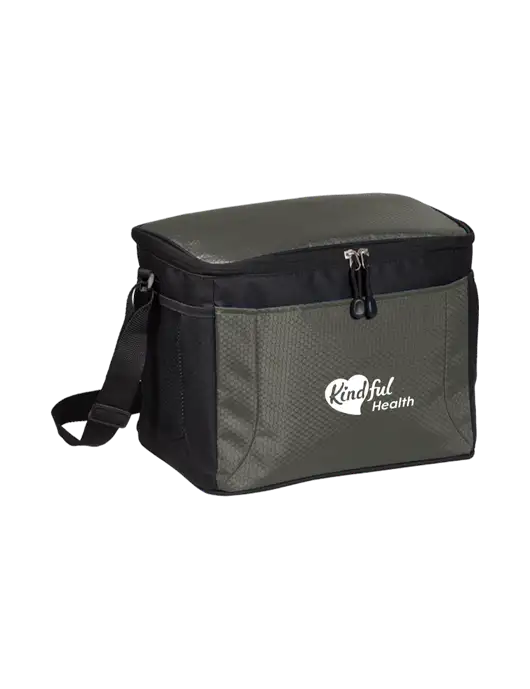 12 Can Grey/Black Cube Cooler w/Kindful Health Logo