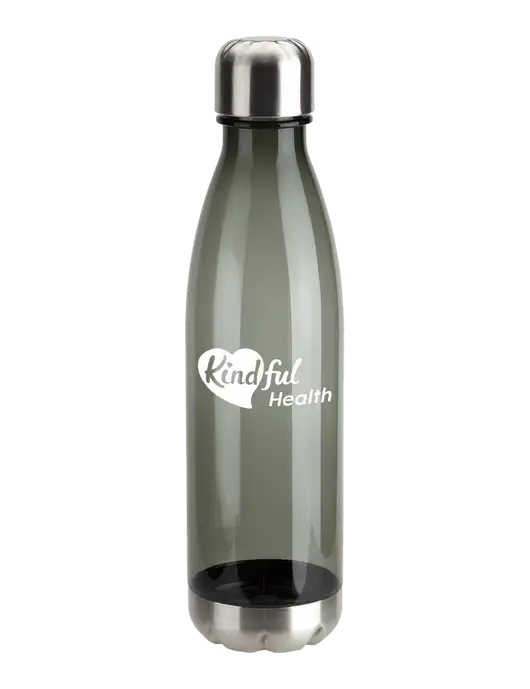 Bayside Tritan Smoke 25 oz Bottle with Stainless Base and Cap w/Kindful Health Logo