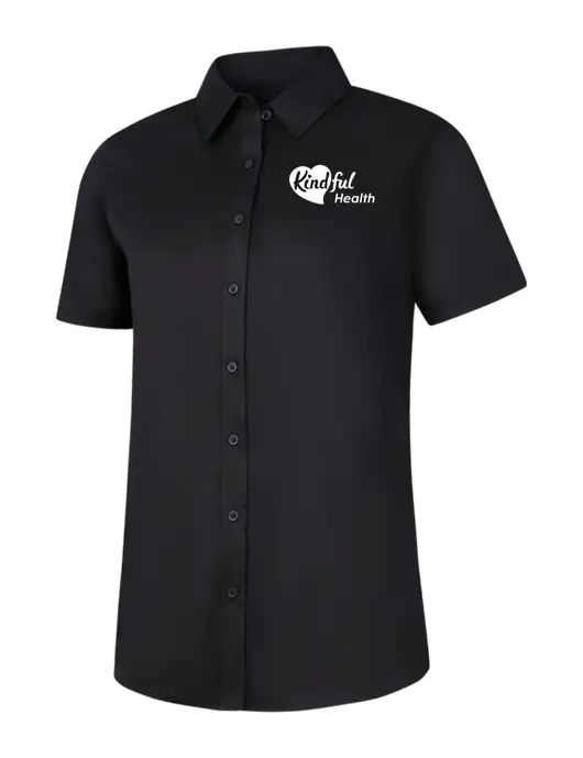 Womens Black Short Sleeve Superpro React Twill Shirt w/Kindful Health Logo