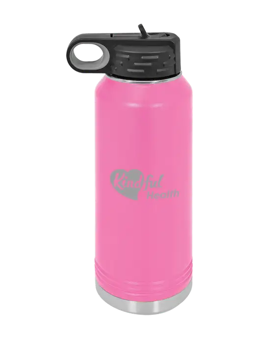 Polar Camel 32 oz Powder Coated Pink Vacuum Insulated Water Bottle w/Kindful Health Logo