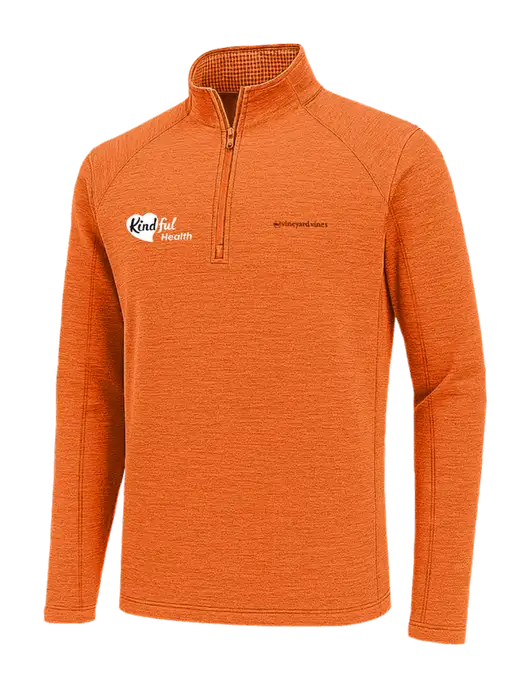 Vineyard Vines Heather Orange Sankaty Quarter-Zip Pullover
 w/Kindful Health Logo