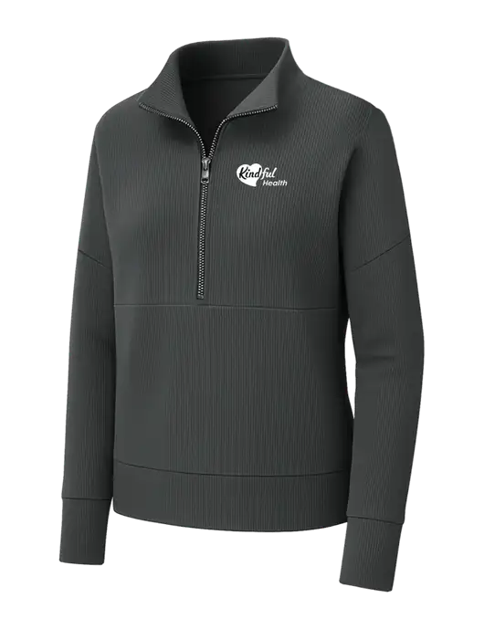 Mercer+Mettle Womens Dark Grey Linear Texture Quarter Zip w/Kindful Health Logo