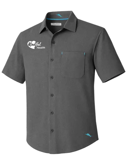 Tommy Bahama Charcoal Sandy Point Short Sleeve Shirt w/Kindful Health Logo