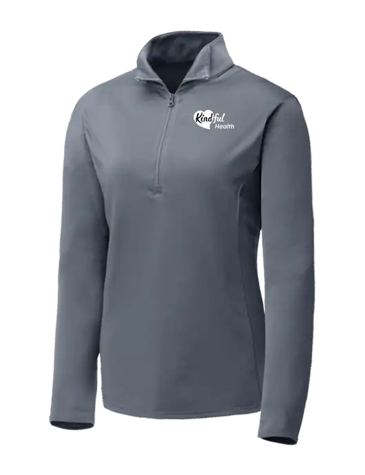 Medium Grey Womens Posicharge Competitor ¼ Zip Pullover w/Kindful Health Logo