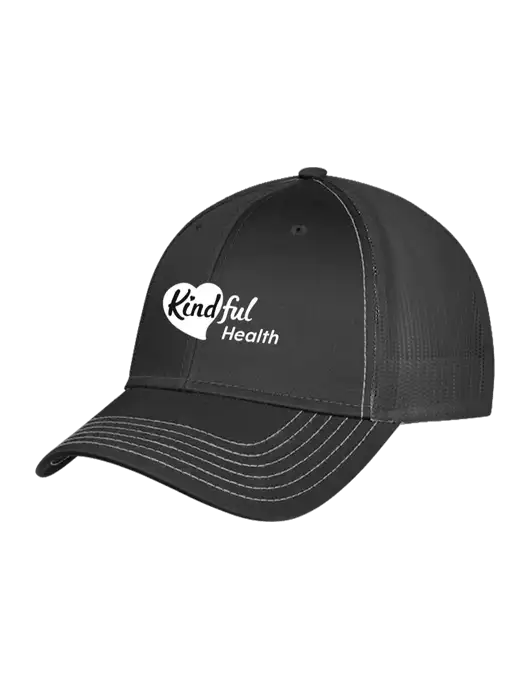 Charcoal Grey Mesh Trucker Cap Snap Back w/Kindful Health Logo