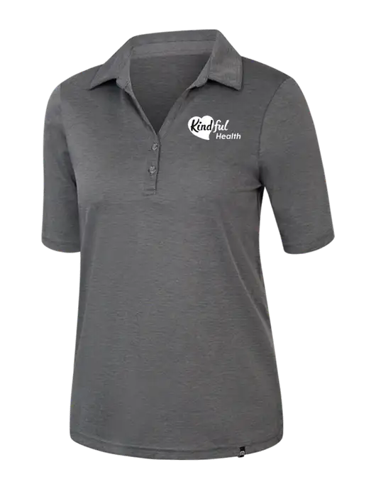 TravisMathew Womens Black Heather Sunsetters Polo w/Kindful Health Logo