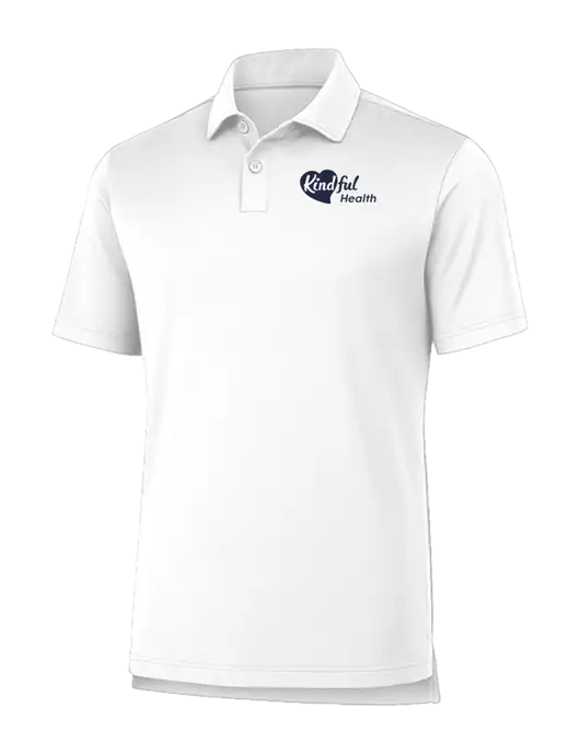 Fairway & Greene USA Made Tournament Solid Tech White Polo w/Kindful Health Logo