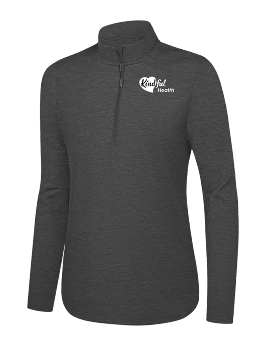  Womens Dark Grey Heather C-FREE Double Knit 1/4-Zip w/Kindful Health Logo