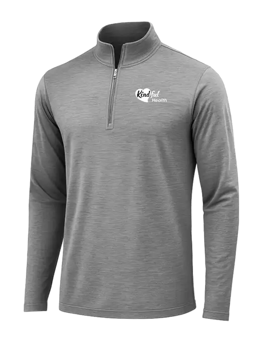 Dark Grey Heather Posicharge Tri-Blend Wicking 1/4 Zip Pullover w/Kindful Health Logo