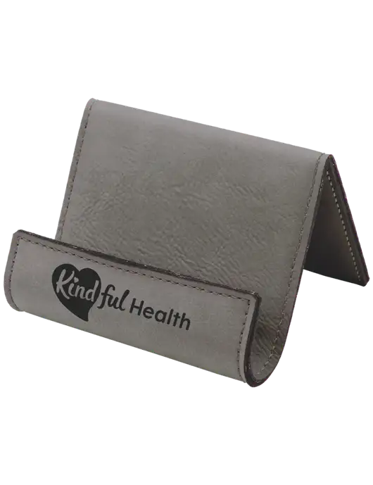 Grey Leatherette Card & Phone Holder w/Kindful Health Logo