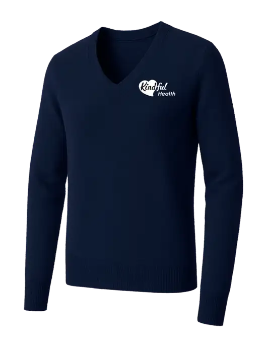 Brooks Brothers Womens Navy Washable Merino V-Neck Sweater w/Kindful Health Logo