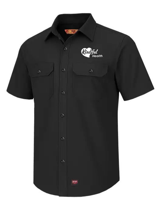Red Kap Black Short Sleeve Solid Ripstop Shirt w/Kindful Health Logo