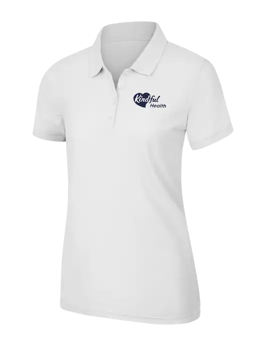 White Womens Core Classic Pique Polo w/Kindful Health Logo