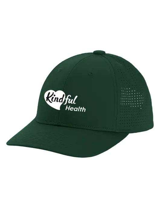 Pro-Cut Structured Snapback with Pinhole Mesh Dark Green Cap w/Kindful Health Logo