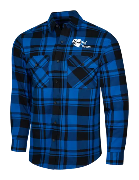 Royal/Black Plaid Flannel Shirt w/Kindful Health Logo
