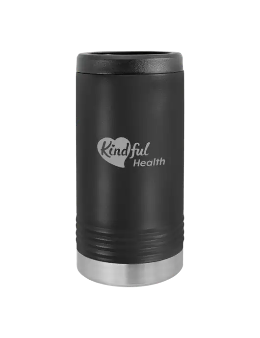 Polar Camel Powder Coated Black Vacuum Insulated Slim Beverage Holder w/Kindful Health Logo