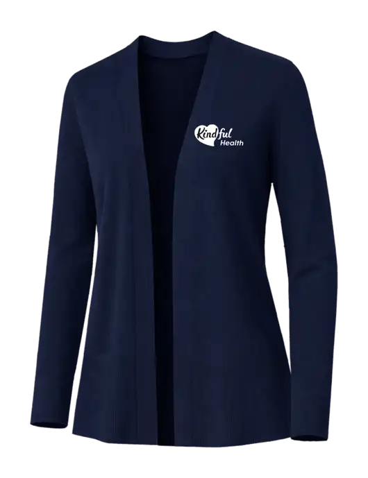 Brooks Brothers Womens Cotton Stretch Long Navy Cardigan Sweater w/Kindful Health Logo