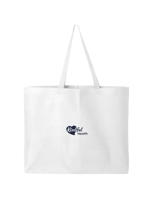 Sturdy Canvas White Tote w/Kindful Health Logo